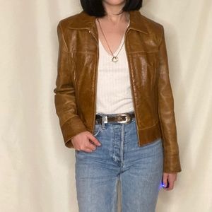 Cognac brown leather jacket